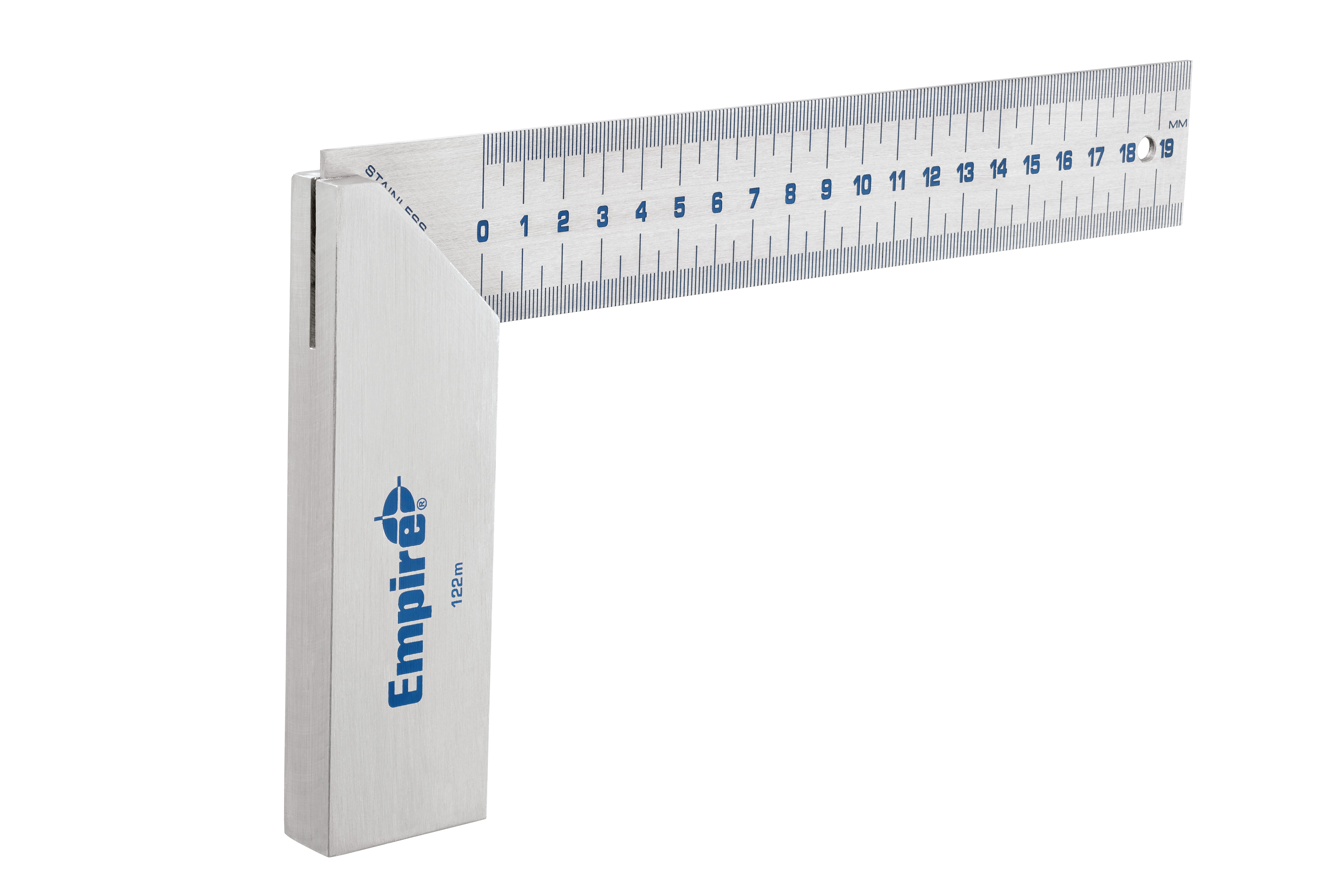 Milwaukee® Empire® True Blue® 122M Try Square, 20 cm L, 1 mm Graduation, 20 cm Tongue, Stainless Steel